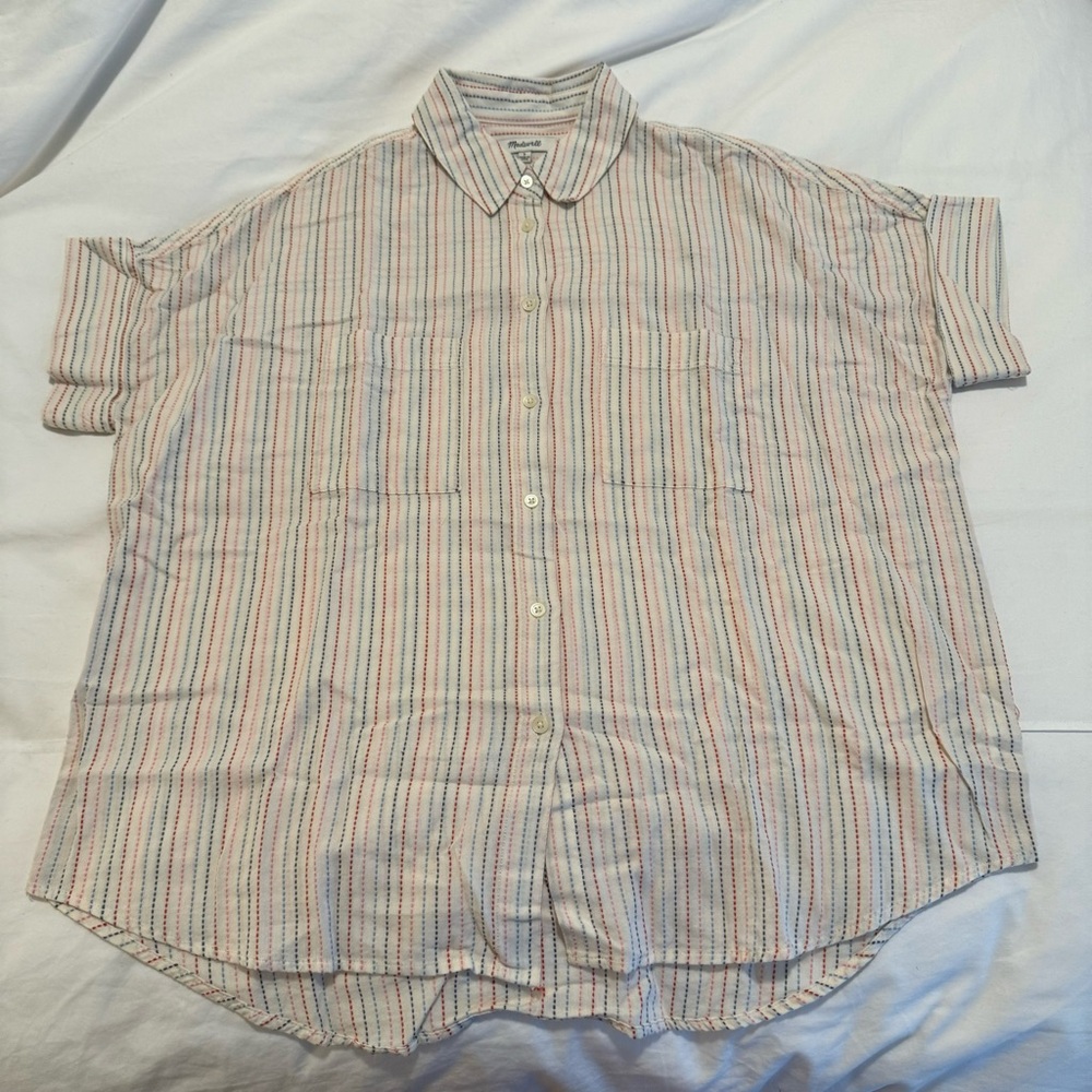 Madewell Striped Embroidered Camp Shirt